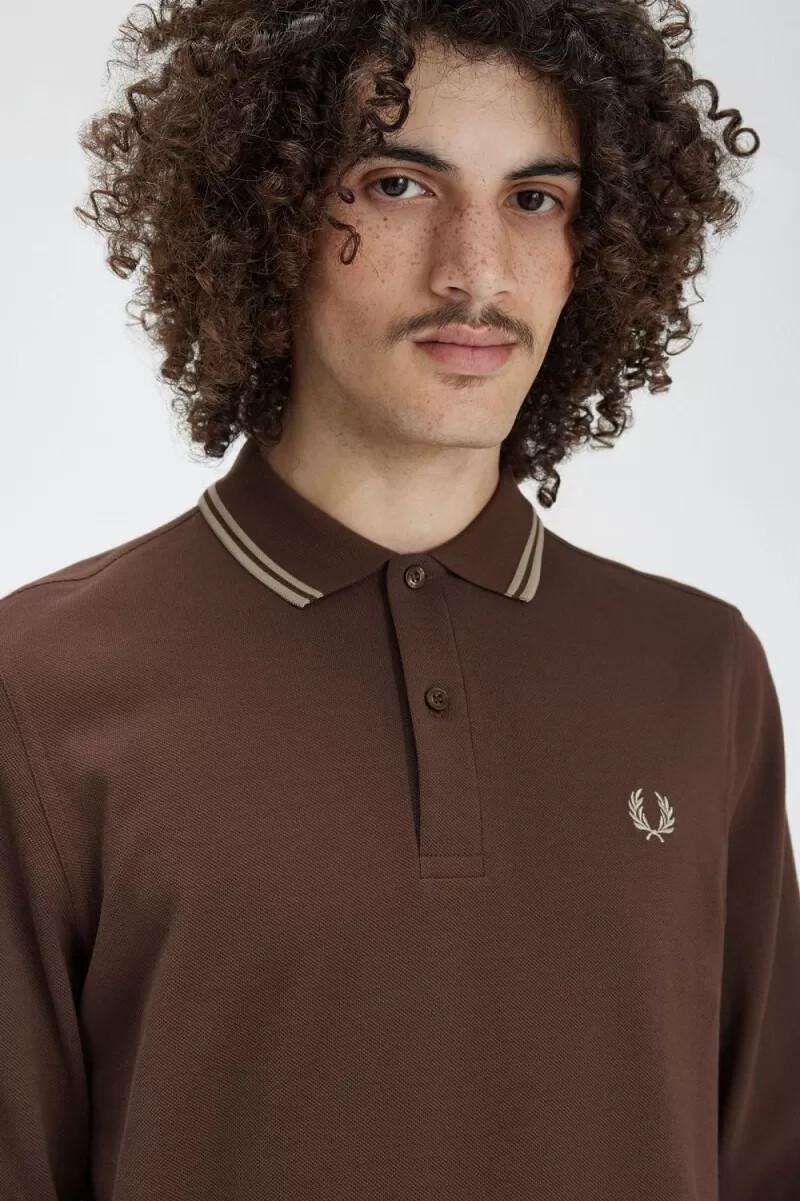 fred perry m3636 camicia da uomo rosso scuro grigio caldo