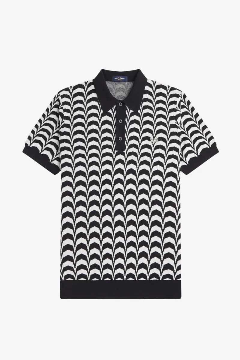 camicia da uomo in maglia jacquard fred perry nera