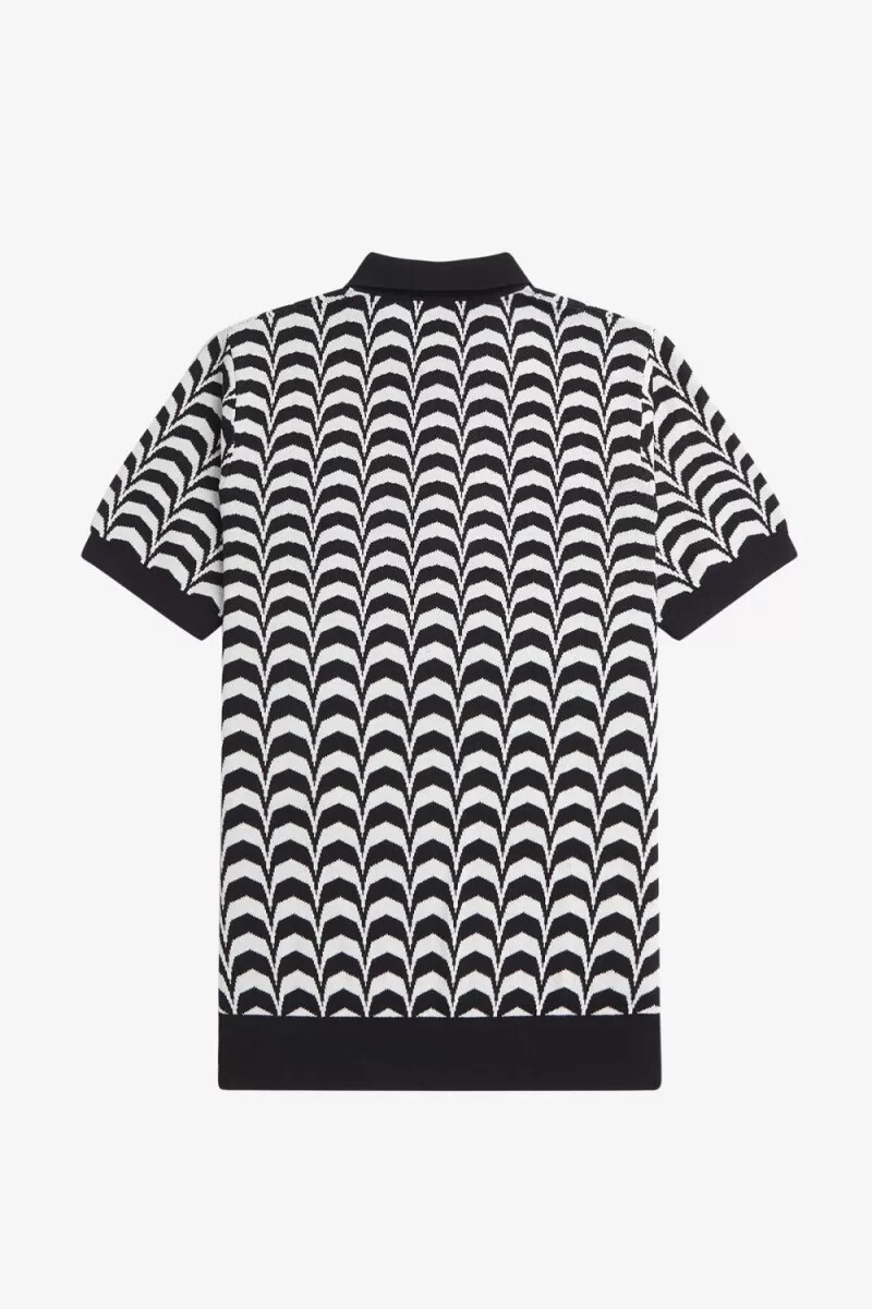 camicia da uomo in maglia jacquard fred perry nera