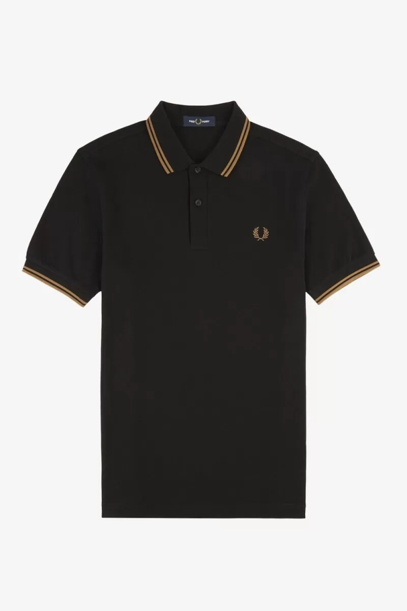fred perry m3600 camicia da uomo nera marrone