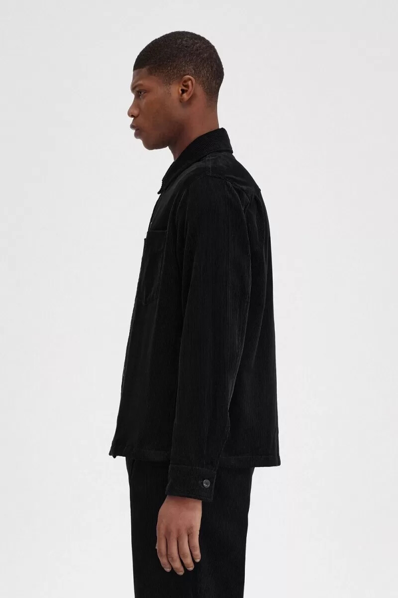 camicia da uomo fred perry cord nera