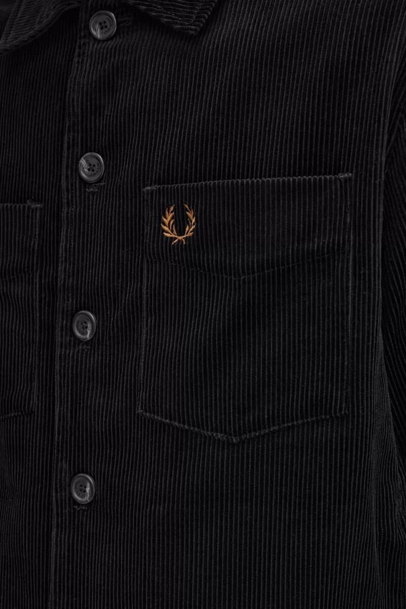 camicia da uomo fred perry cord nera