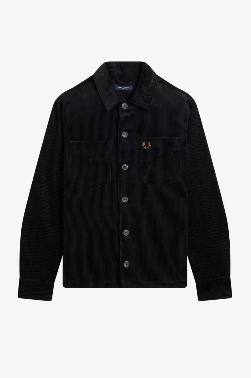 camicia da uomo fred perry cord nera