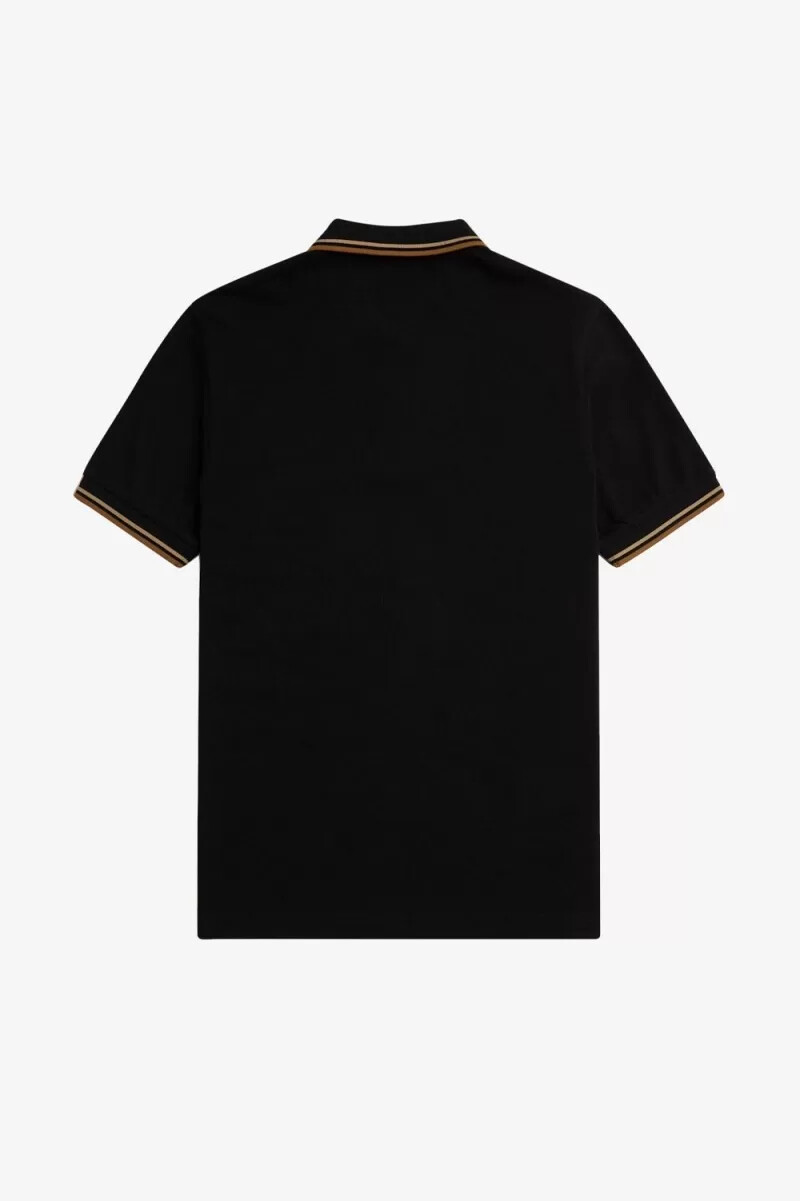 fred perry m3600 camicia da uomo nera verde marrone