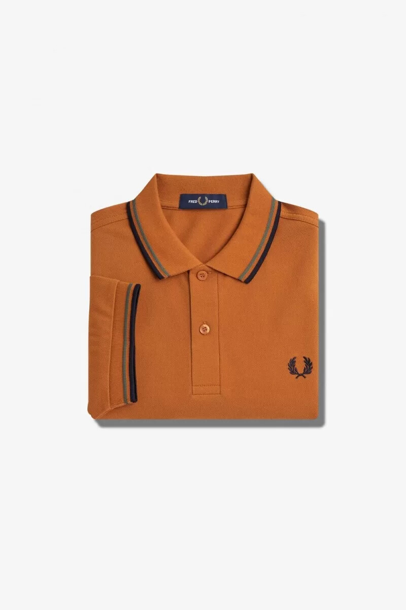 fred perry m3600 camicia da uomo marrone verde blu navy
