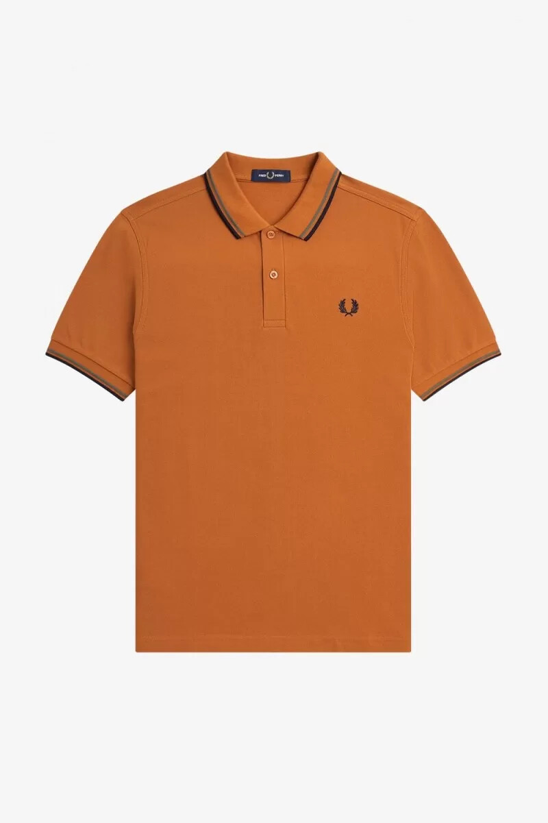 fred perry m3600 camicia da uomo marrone verde blu navy
