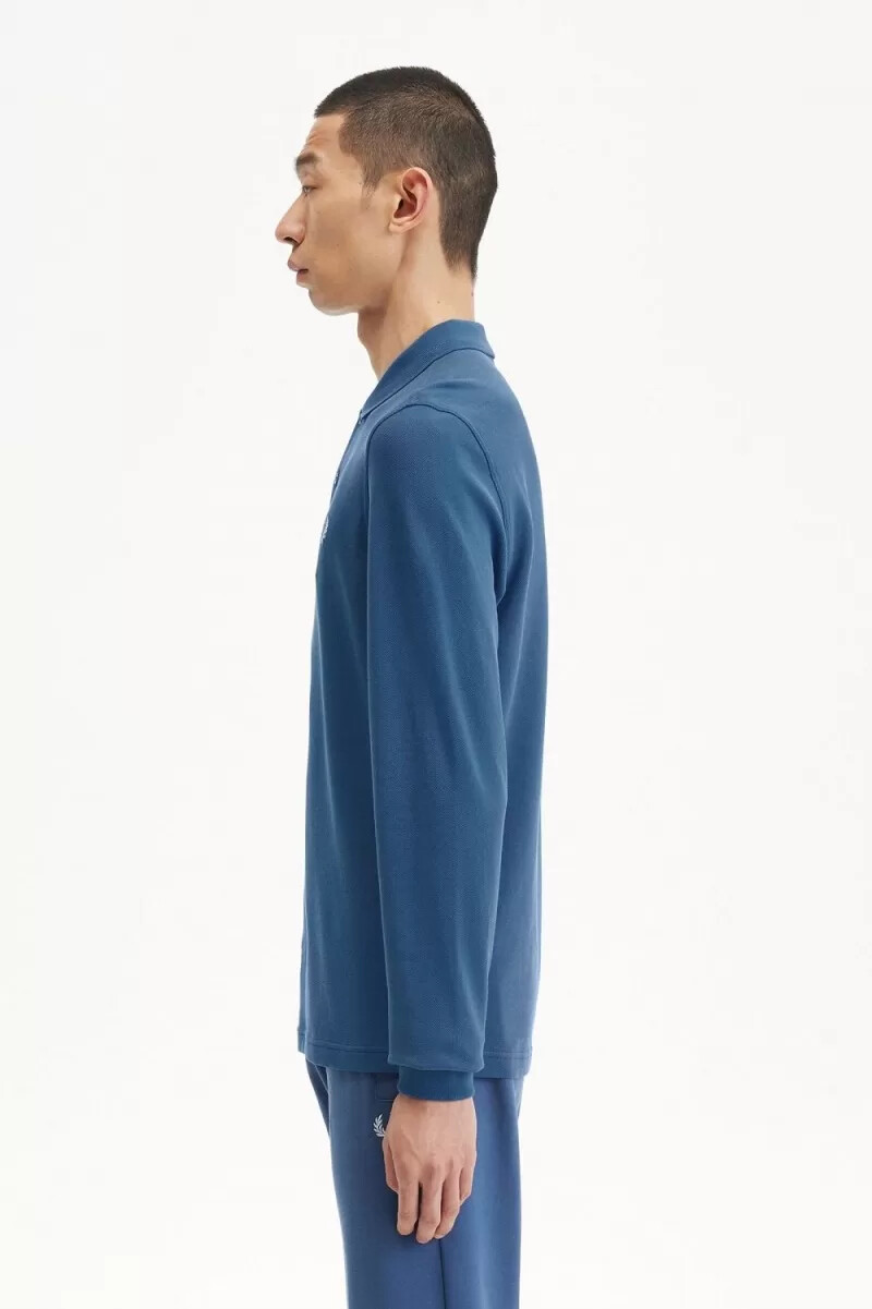 fred perry m6006 camicia da uomo blu notte acquamarina