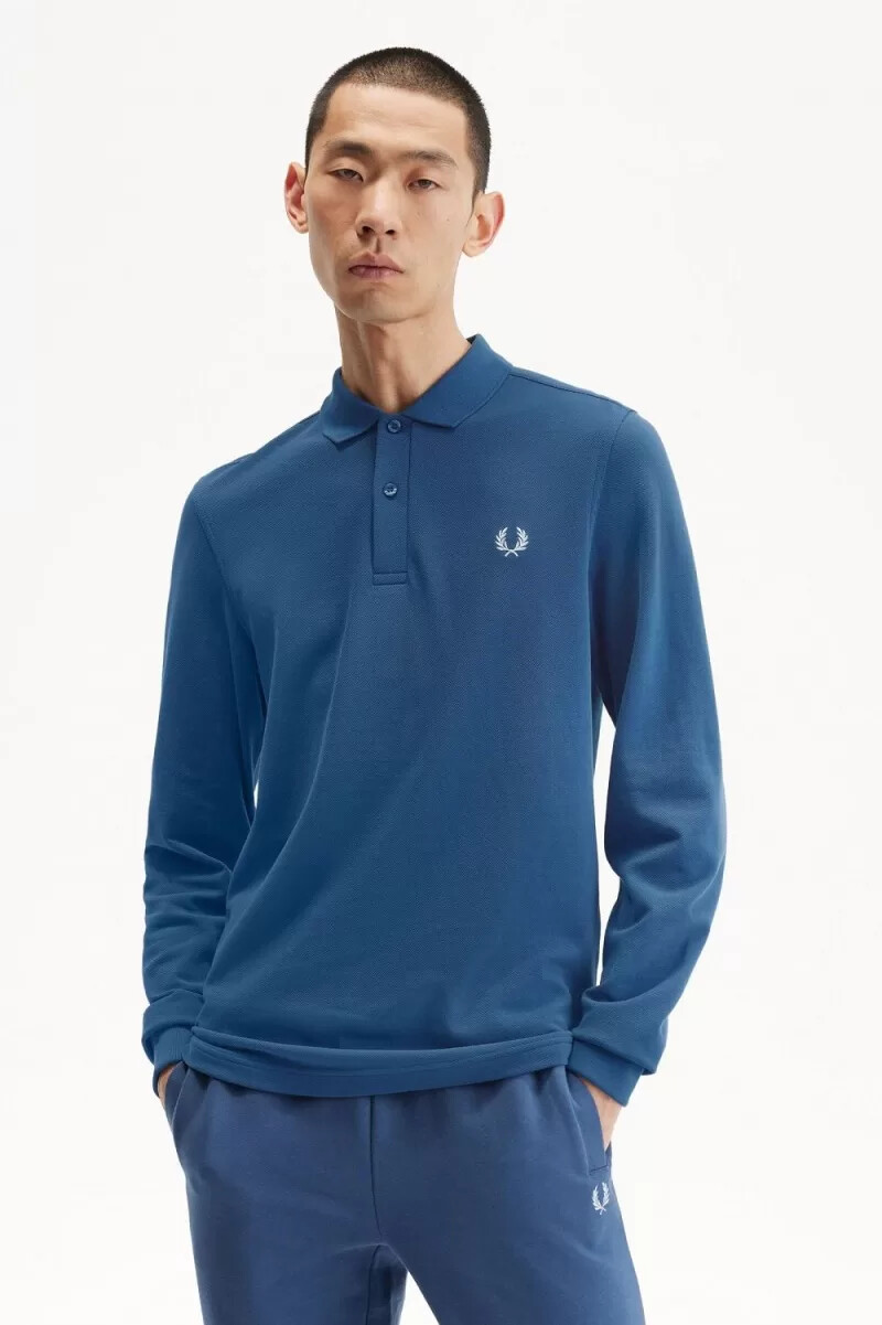 fred perry m6006 camicia da uomo blu notte acquamarina