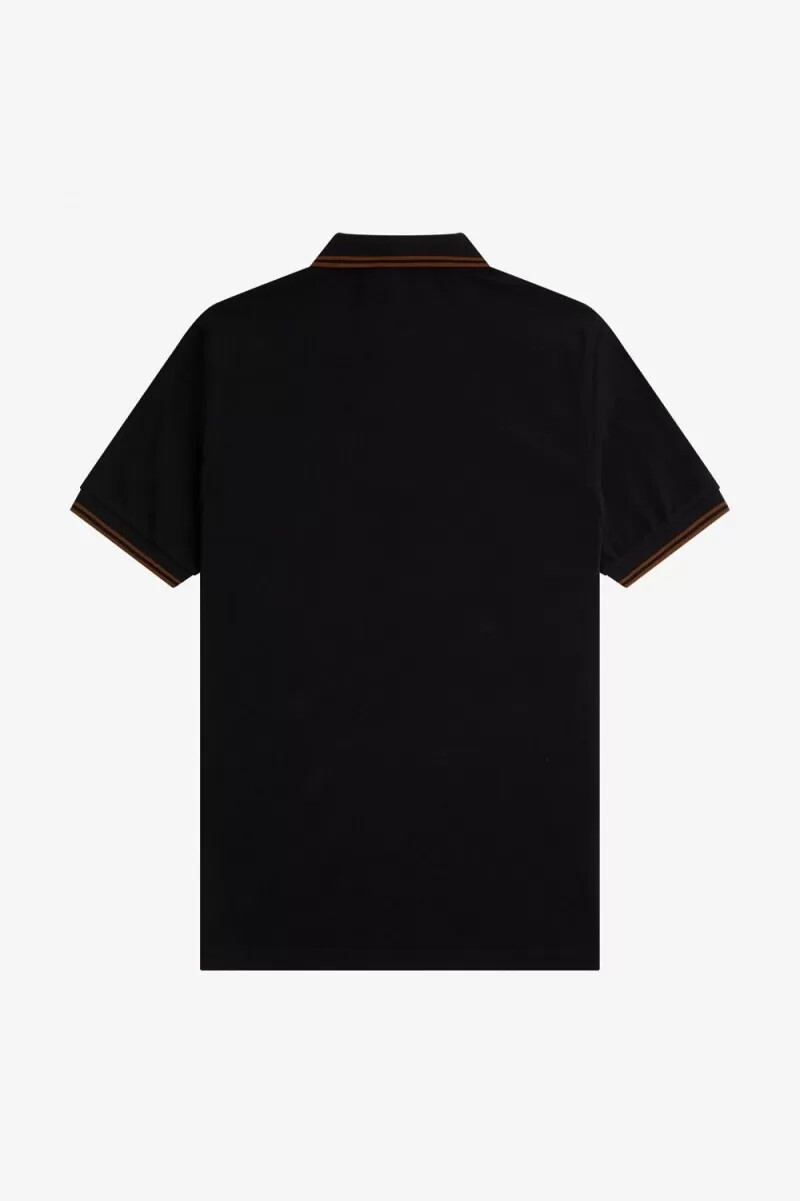 fred perry m3600 camicia da uomo nera whisky brown