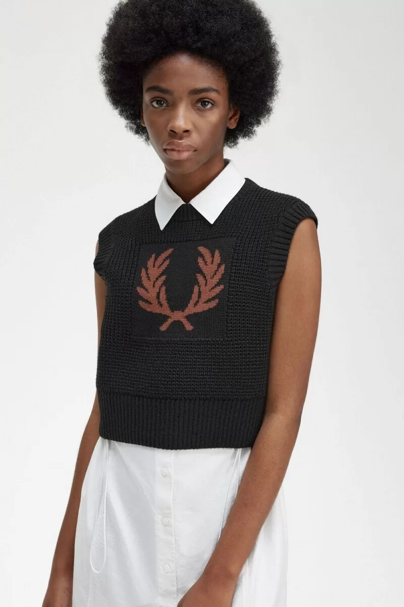 fred perry laurel wreath maglia canotta donna nero