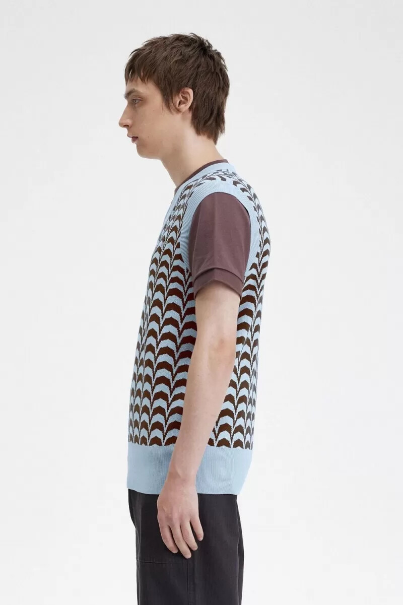 fred perry jacquard canotta da uomo turchese