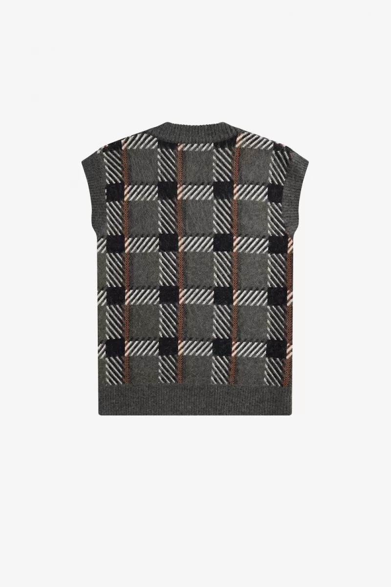 fred perry glitch tartan maglia uomo verde campo