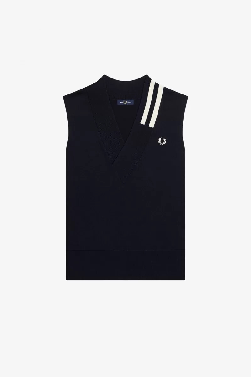 fred perry canotta da uomo in maglia con scollo a v e punta blu navy