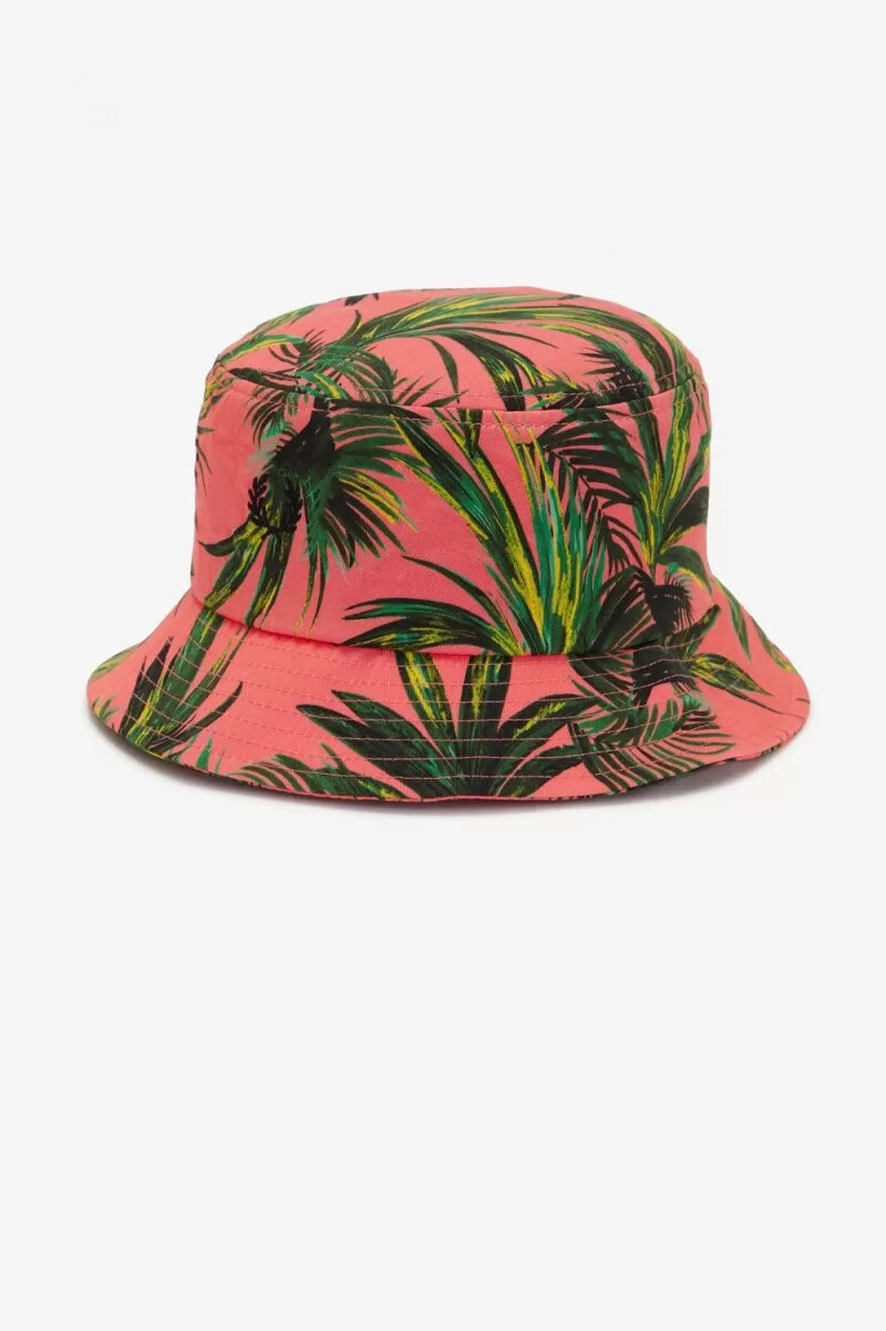 cappelli da donna fred perry palm print bucket coral heat