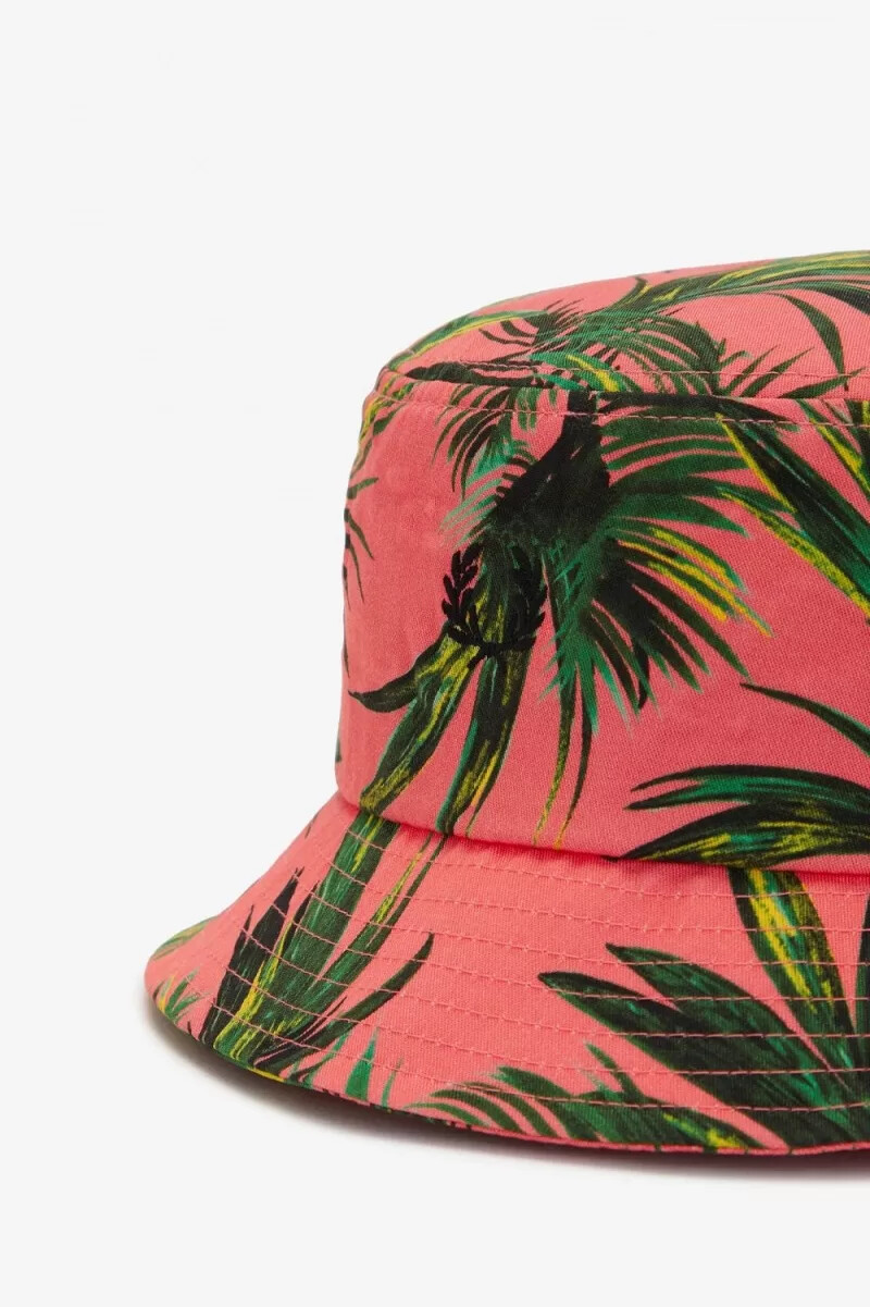 cappelli da donna fred perry palm print bucket coral heat