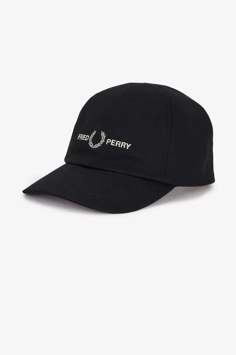 cappellini da uomo in twill con marchio grafico fred perry neri grigio caldo