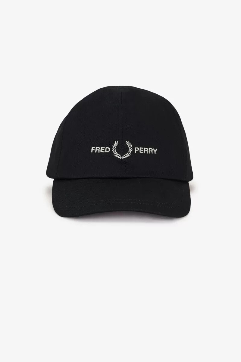 cappellini da uomo in twill con marchio grafico fred perry neri grigio caldo