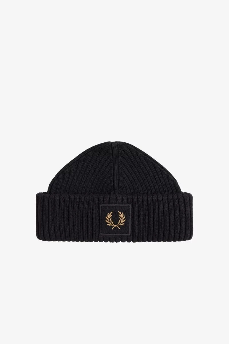 cappellini da uomo fred perry cotton rib neri e verdi