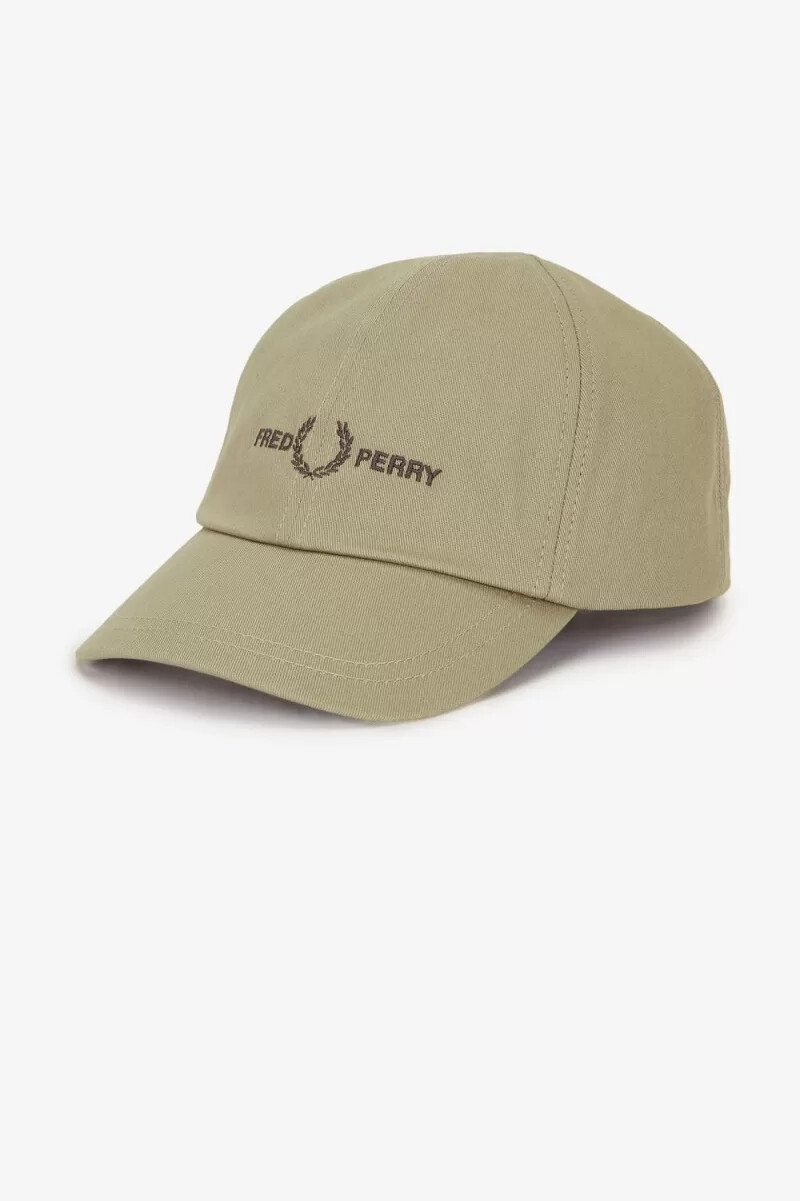 cappellini da uomo in twill con marchio grafico fred perry grigio caldo