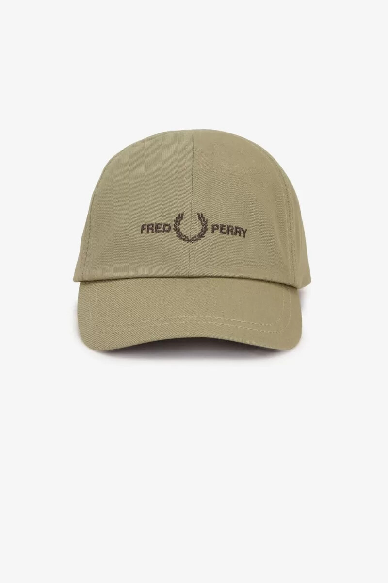 cappellini da uomo in twill con marchio grafico fred perry grigio caldo