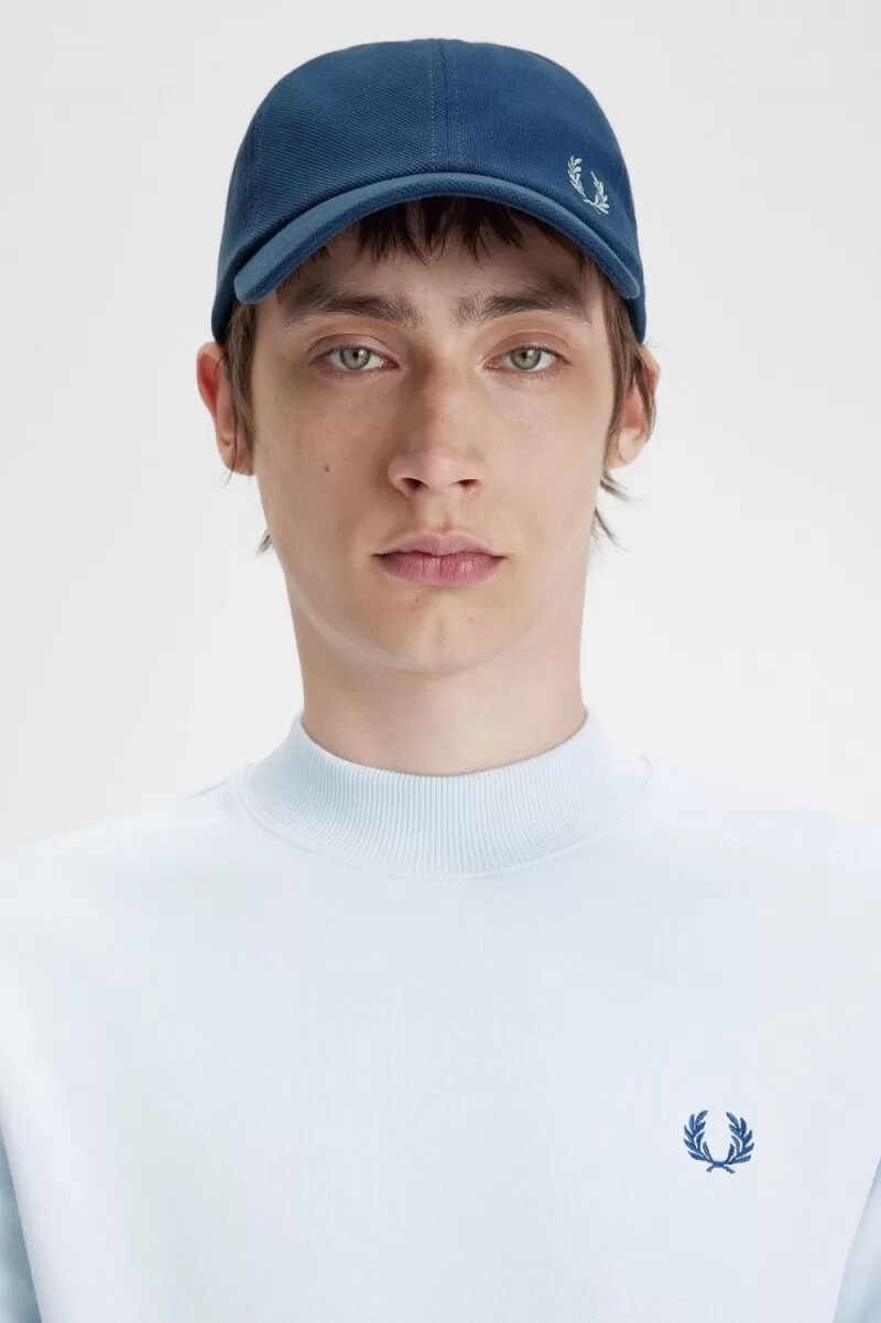 cappellini da uomo fred perry classic pique midnight blue light aqua