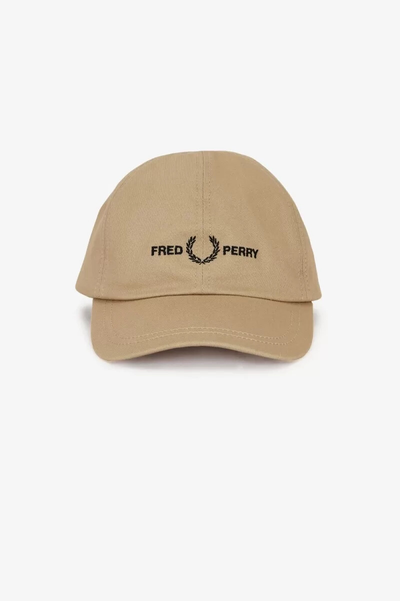 cappellini da uomo in twill con marchio grafico fred perry verdi