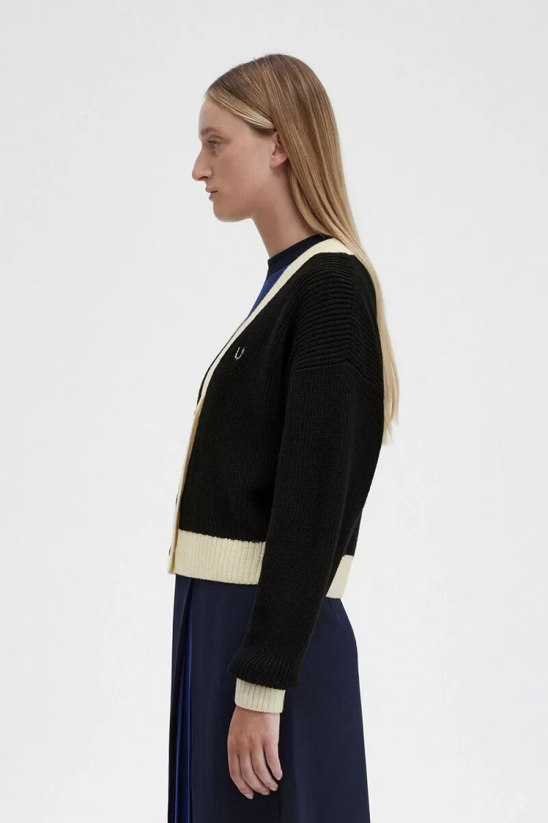 cardigan da donna con bottoni fred perry nero