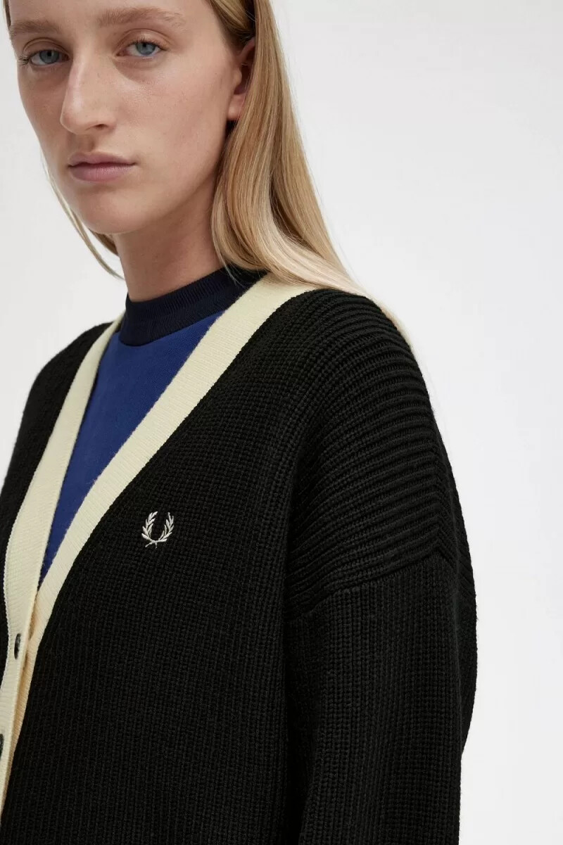 cardigan da donna con bottoni fred perry nero