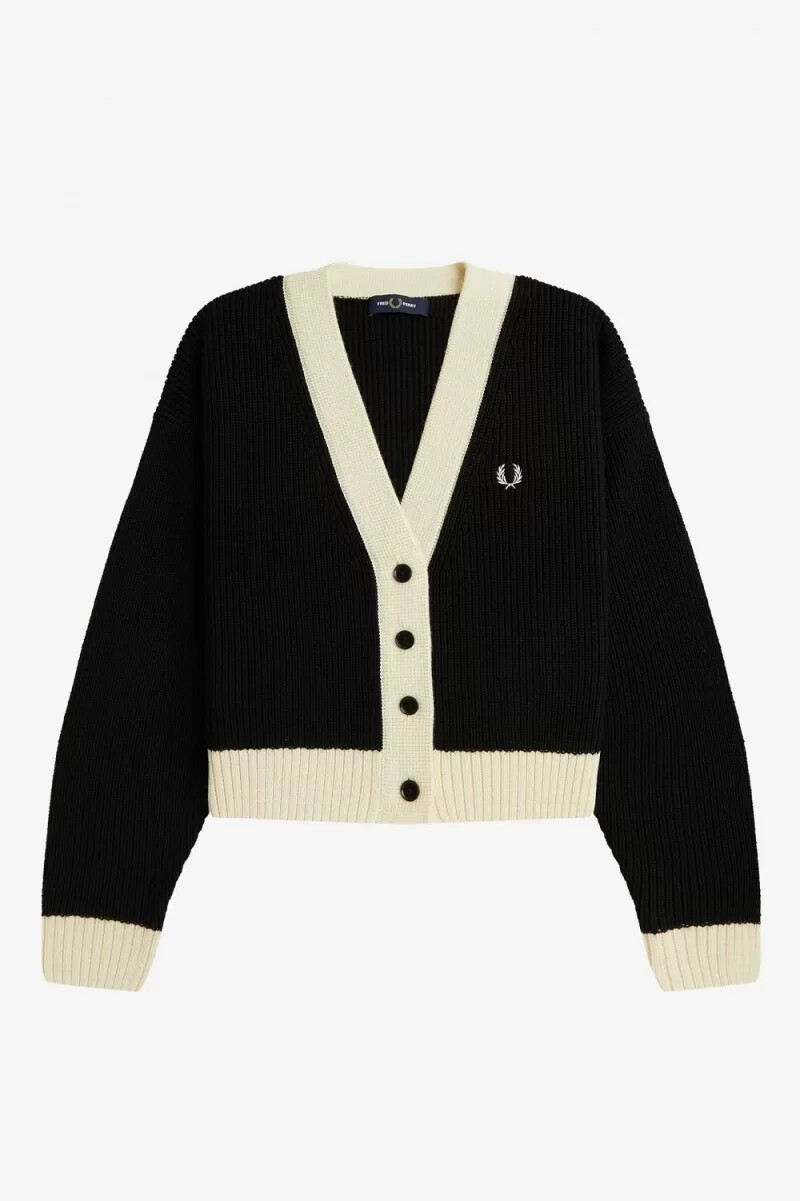cardigan da donna con bottoni fred perry nero