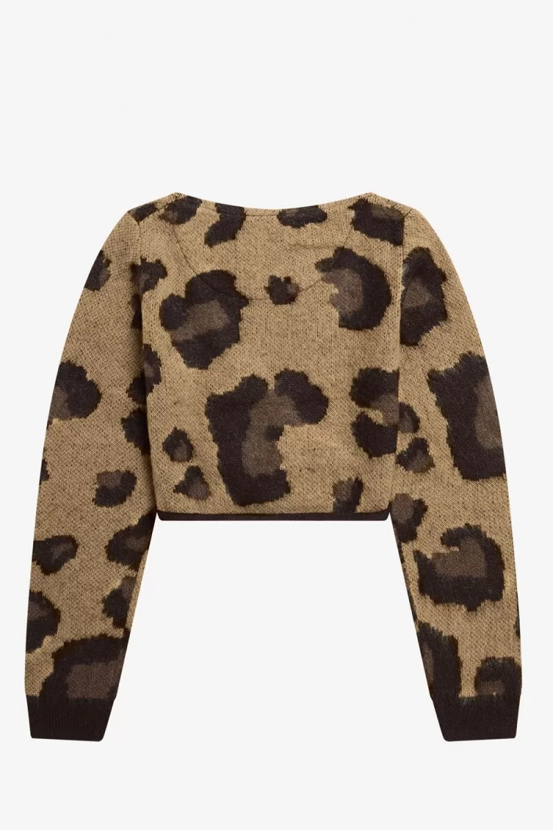 cardigan da donna fred perry leopard wrap in tinta unita leopardato