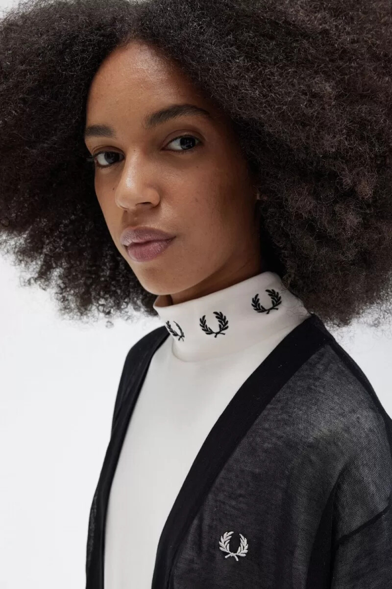 cardigan da donna fred perry sheer v-neck nero
