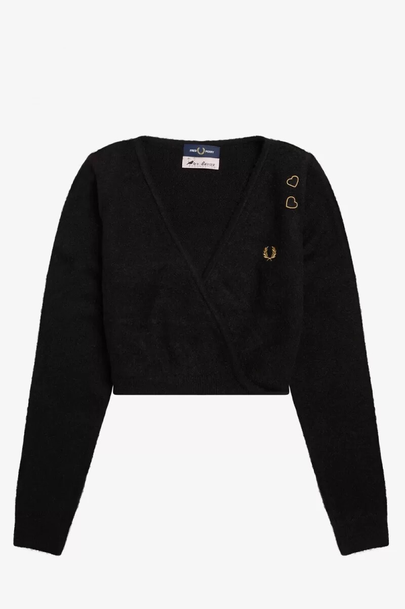 cardigan da donna fred perry wrap nero