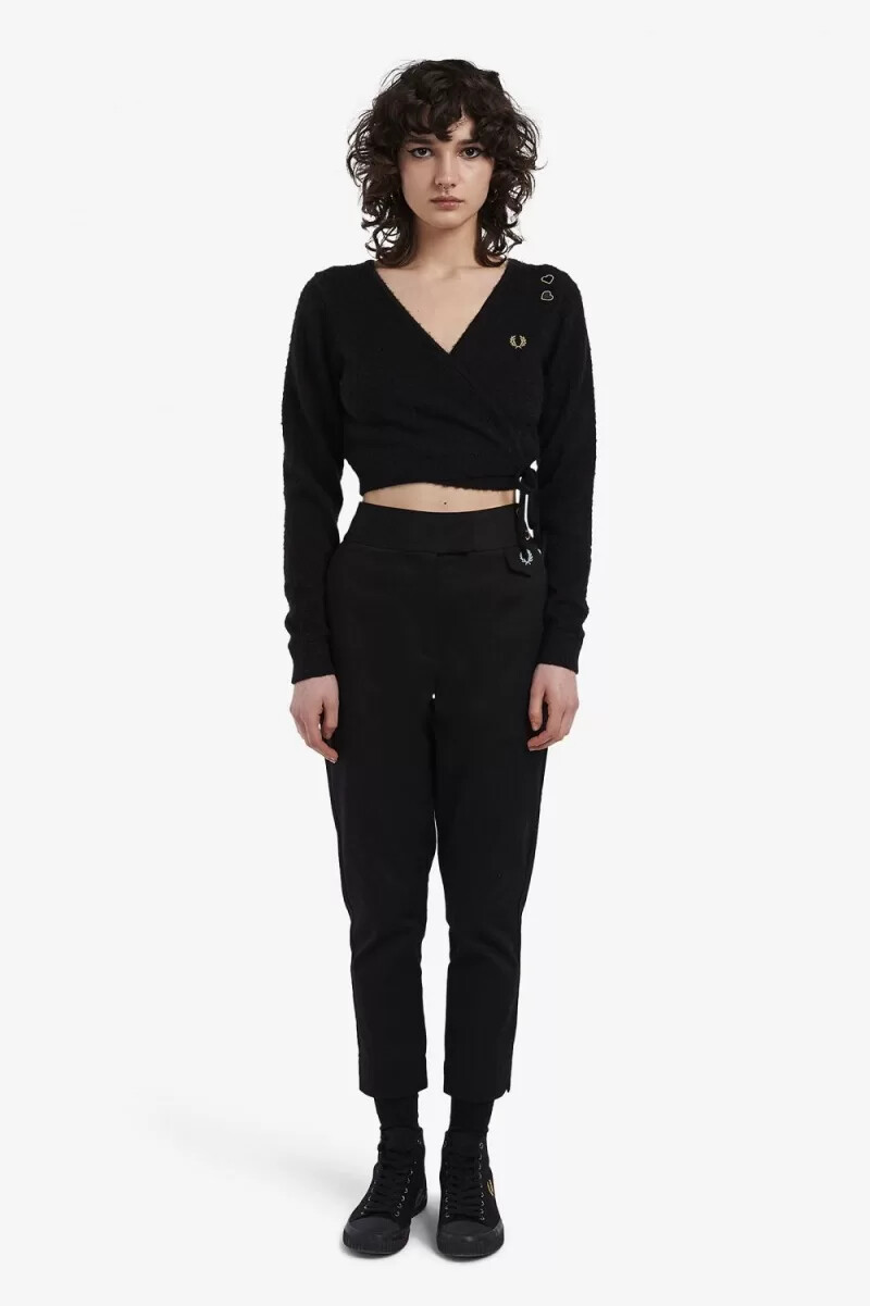 cardigan da donna fred perry wrap nero