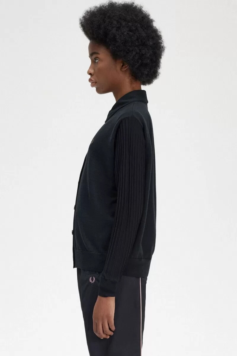 cardigan da donna con maniche trasparenti fred perry nero