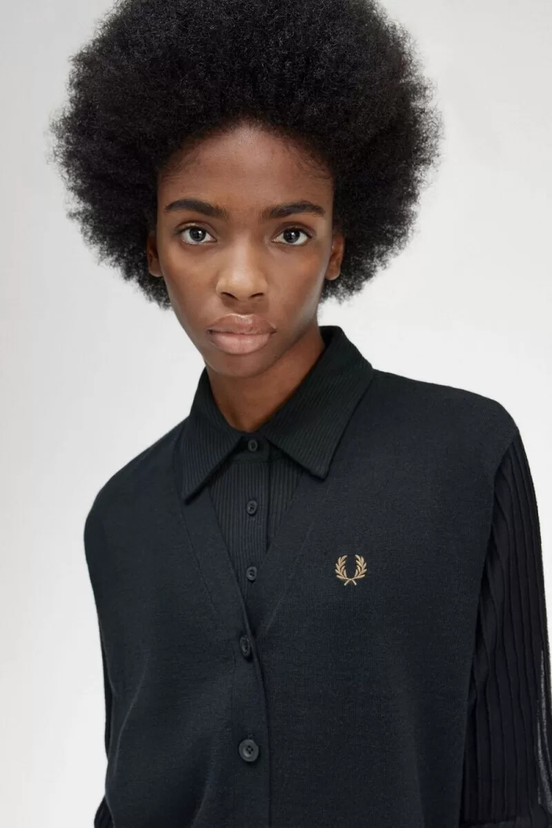 cardigan da donna con maniche trasparenti fred perry nero