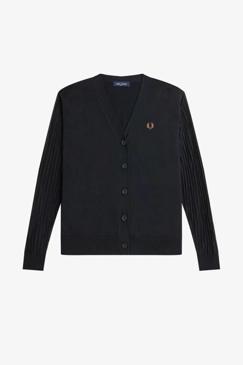 cardigan da donna con maniche trasparenti fred perry nero