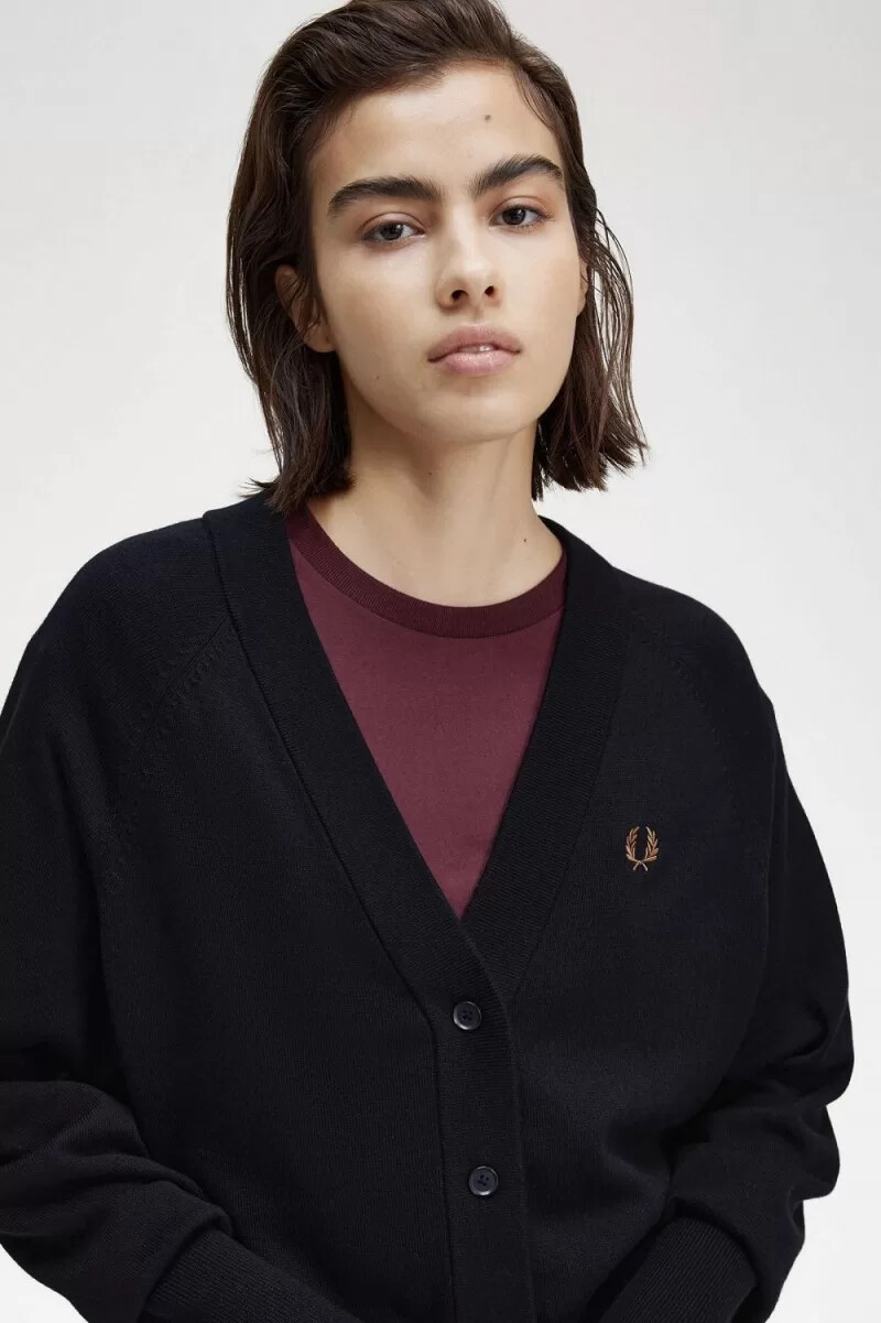 cardigan da donna con scollo a v fred perry blu navy