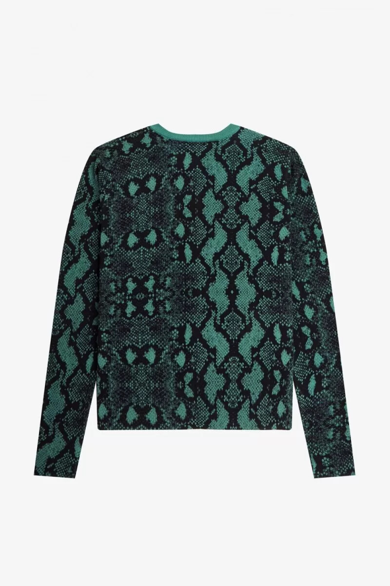 cardigan da donna con stampa serpente fred perry color menta intenso
