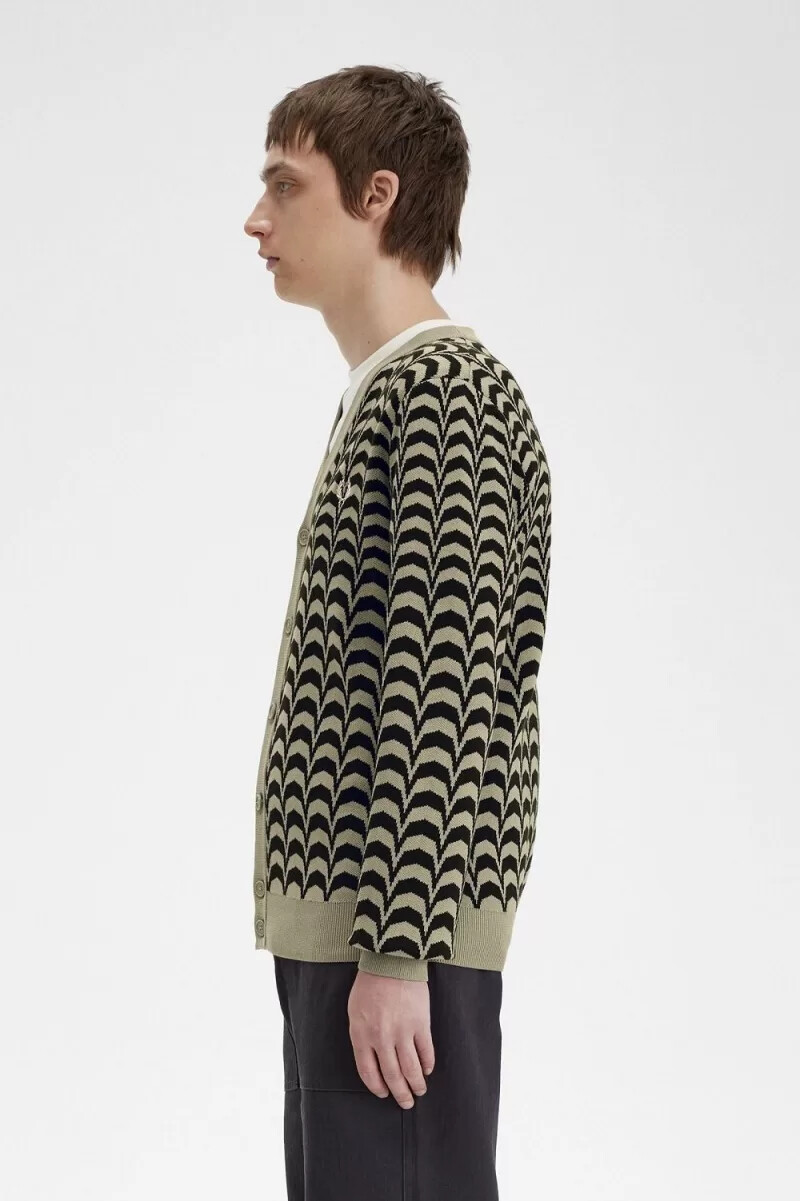 cardigan da uomo in jacquard fred perry grigio caldo
