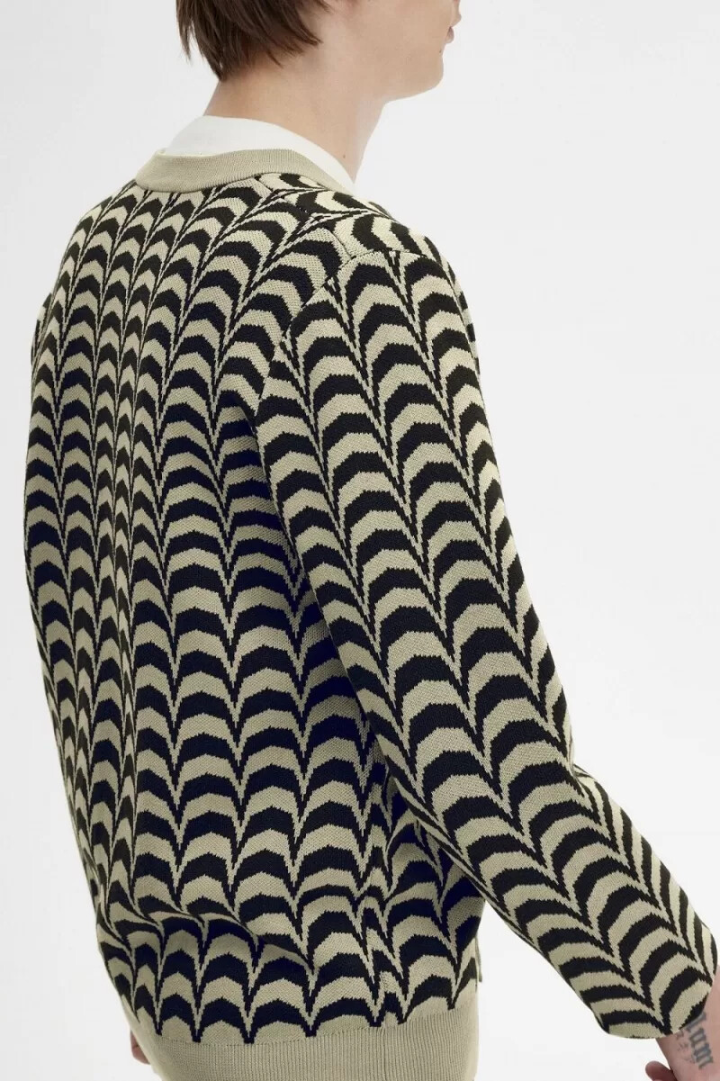 cardigan da uomo in jacquard fred perry grigio caldo