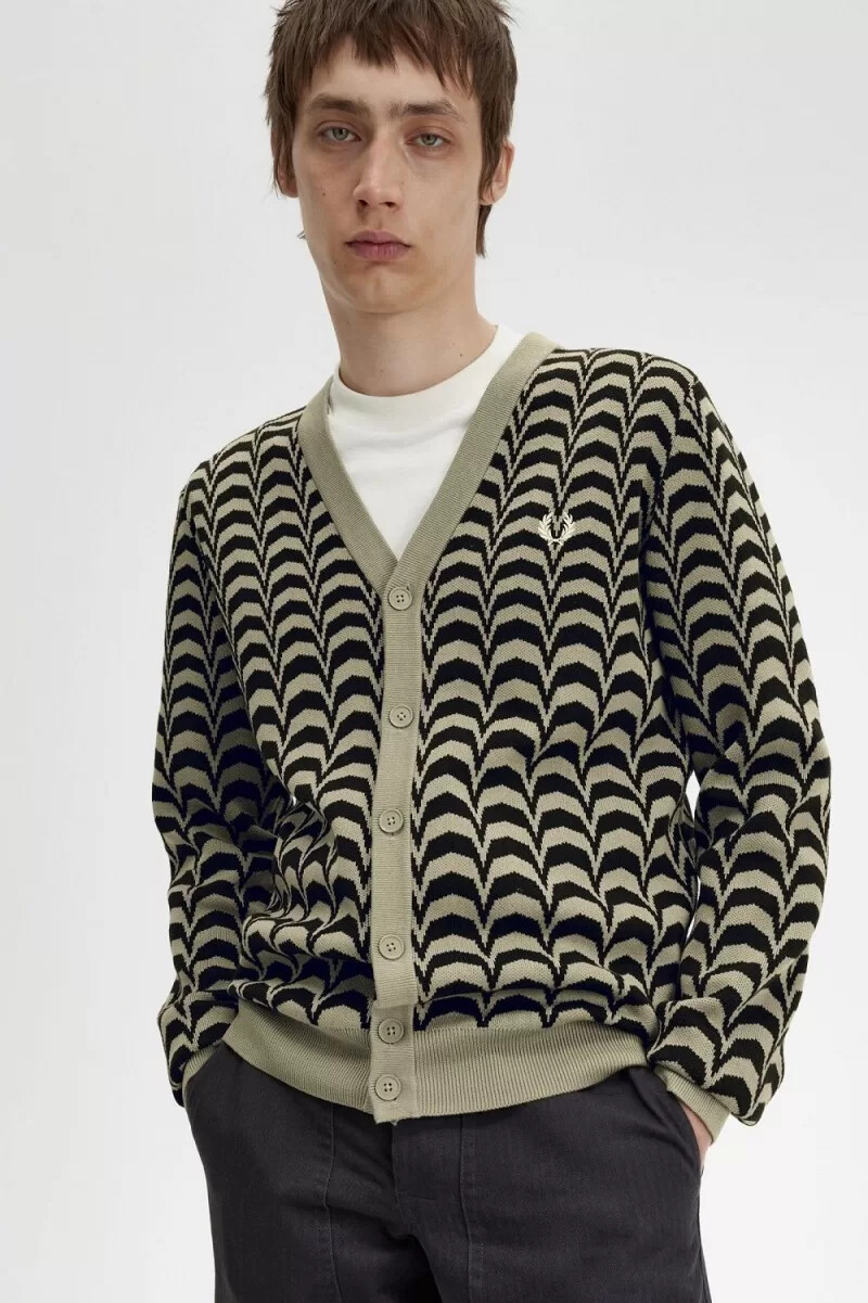 cardigan da uomo in jacquard fred perry grigio caldo