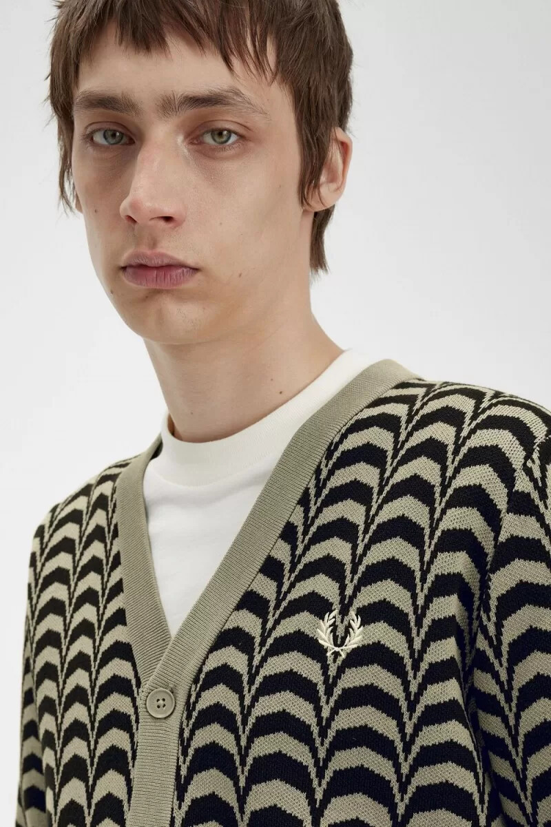 cardigan da uomo in jacquard fred perry grigio caldo