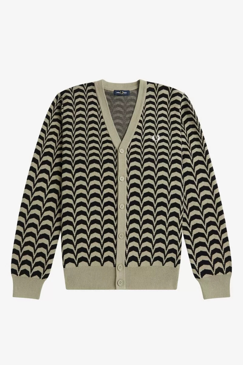 cardigan da uomo in jacquard fred perry grigio caldo