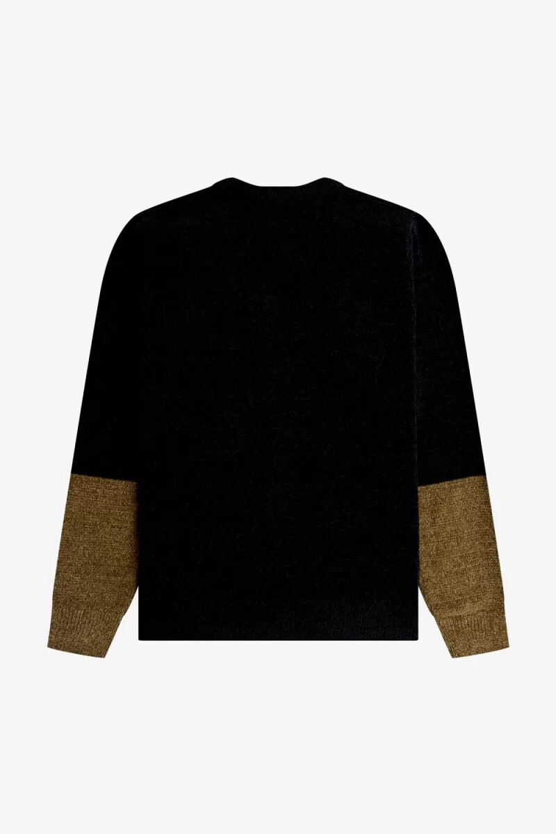 cardigan da uomo in ciniglia color block fred perry nero