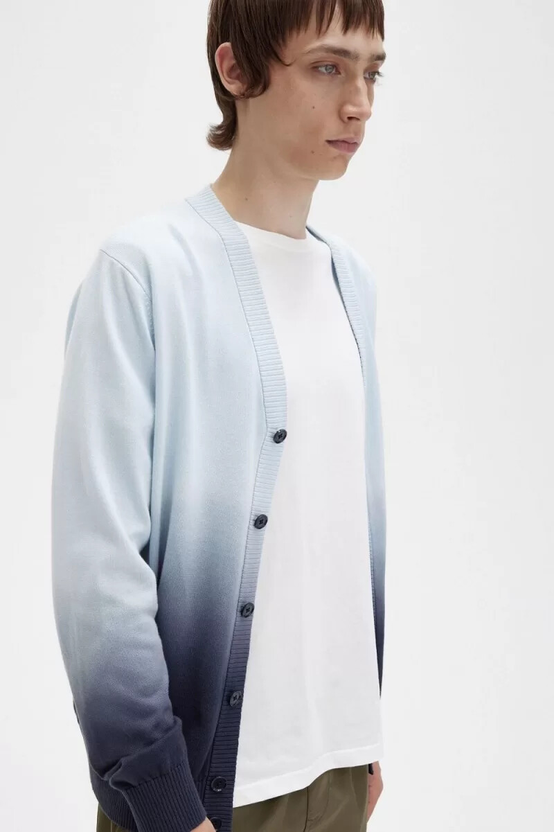 cardigan fred perry ombre da uomo colore acqua chiaro