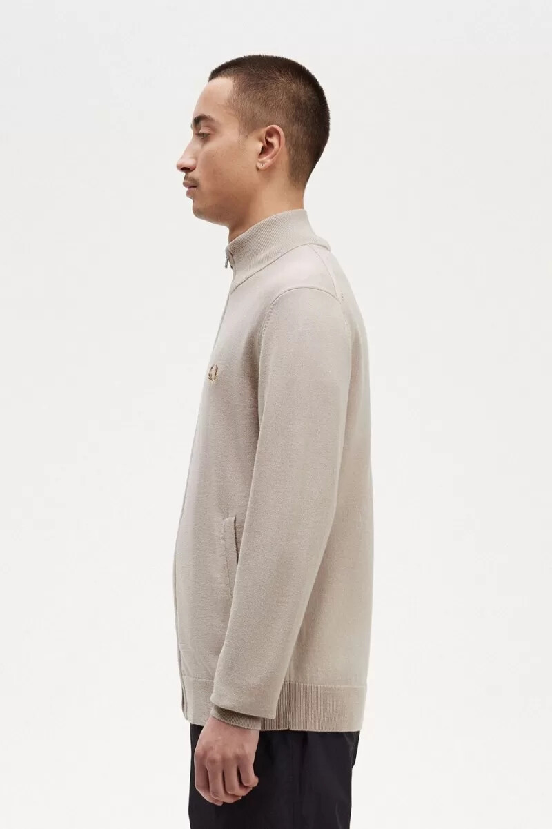 cardigan da uomo con zip fred perry color avena scuro
