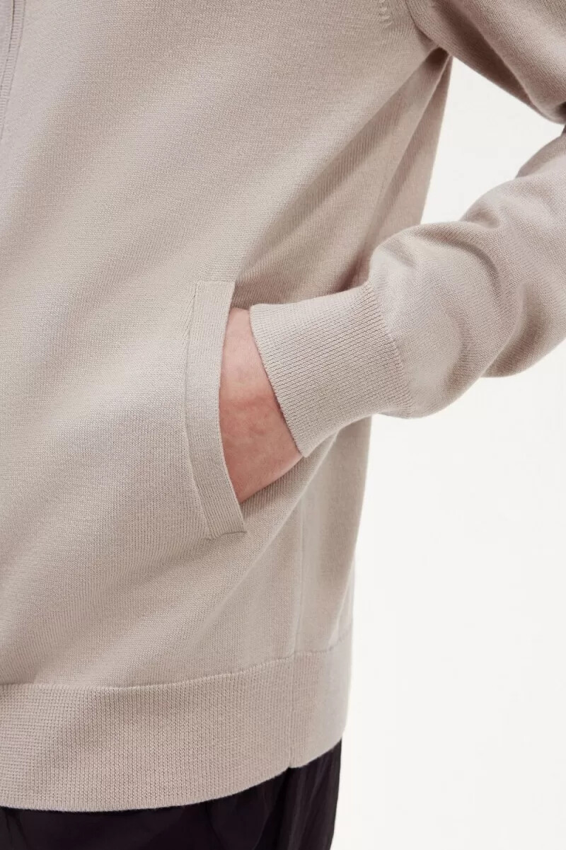 cardigan da uomo con zip fred perry color avena scuro