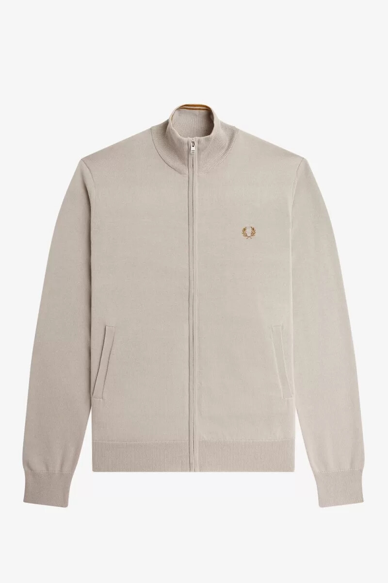 cardigan da uomo con zip fred perry color avena scuro