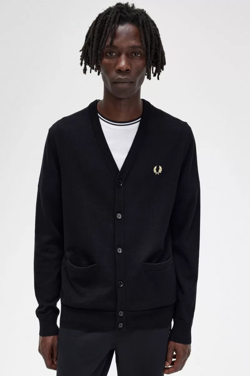 cardigan classico da uomo fred perry nero
