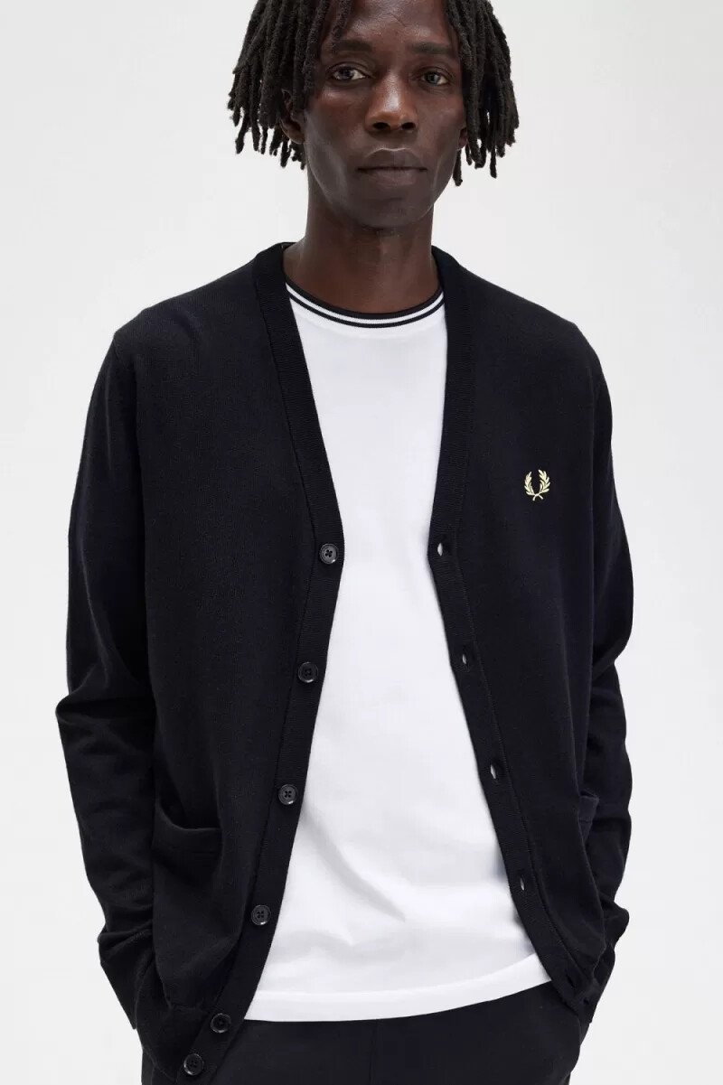 cardigan classico da uomo fred perry nero